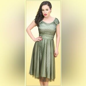 Stop Staring Retro Overlay Cocktail Dress, Green, Multiple Sizes, NWT